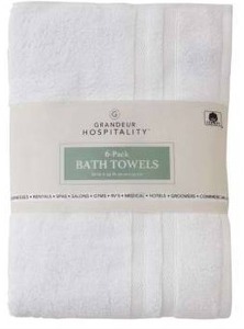 lot 11187 image: Lot of 6 White Cotton Bath Towels