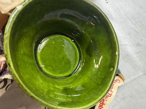 lot 34257 image: Handmade Green Glass Bowls