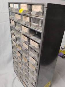 lot 34373 image: Multi-Drawer Small parts organizer cabinet, Full of different size screws and nails