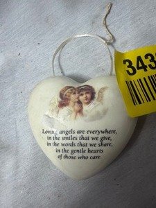 lot 34326 image: white heart with a quote