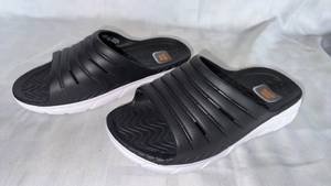 lot 645 image: Wide Width Comfort Slides in BlackWhite size 8 Wide US