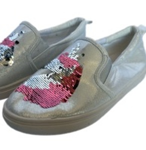 lot 658 image: Cat & Jack Silver Sequin Slip-On Sneakers