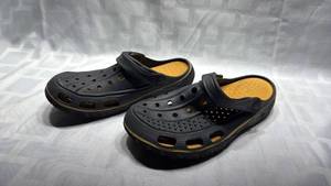 lot 743 image: Black and Yellow Sport Clogs