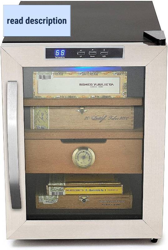 lot 221641 image: Retails for $400 Whynter CHC-120S Stainless Steel 250-Cigar Cooler, 1.2 Cubic Feet Humidor, Black