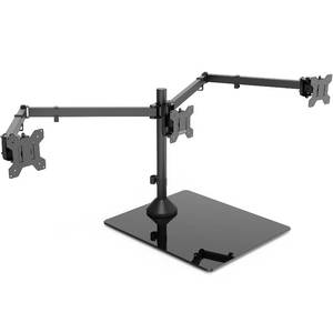 lot 101756 image: VIVO Triple Monitor Stand for Desk with Glass Base, Holds 3 Screens up to 32