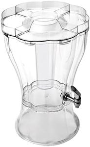 lot 101766 image: 3.5 Gallon Beverage Dispenser with Party-Top Tray, Removable Ice-Cone, Lock-On Base & Easy-Flow Spigot, Break-Resistant Tritan with Embossed Mixing Marks, Dishwasher Safe
