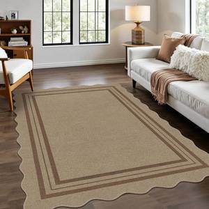 lot 101780 image: Modern Easy Jute 4x6 Outdoor Patio Rug, Washable Indoor Brown Kitchen Rugs Farmhouse Neutral Non Slip Area Rug for Living Room Backyard Bedroom