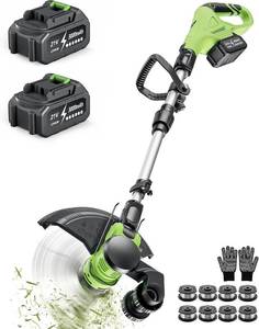 lot 101782 image: DEGGE Cordless Electric Weed Wacker, 2X 3.0Ah 21V 12 Battery Weed Eater