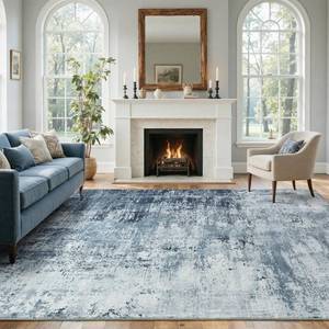 lot 101784 image: 8x10 Ft Abstract Washable Area Rugs for Living Room Blue