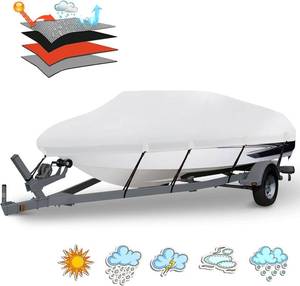 lot 101789 image: Waterproof 20-22FT Boat Cover, 1200D Heavy Duty Trailerable Cover