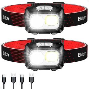 lot 201635 image: Blukar LED Headlamp Rechargeable, 2000L Super Bright Headlight Flashlight