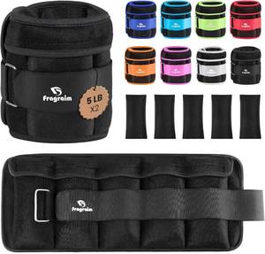 lot 201646 image: Adjustable Ankle Weights 5 LBS Pair with Removable Weight for Jogging, Gymnastics, Aerobics, Physical Therapy