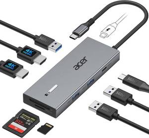 lot 201655 image: Acer USB-C Docking Station Dual Monitor, 9-in-1 Laptop Dock with 2 HDMI