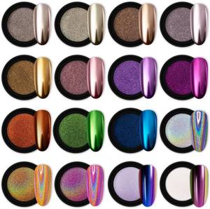 lot 201656 image: 16 Jars Chrome Nail Powder Nail Art Fimo 1gJar Gold Mirror