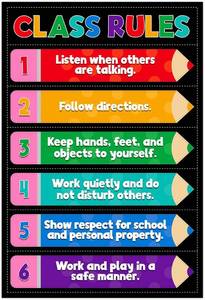 lot 201667 image: D4DREAM Classroom Rules Poster Colorful Laminated Educational Poster