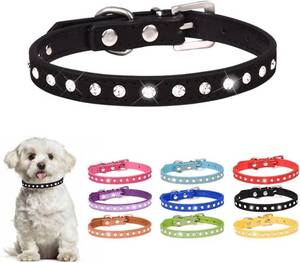 lot 201683 image: Rhinestone Dog Collars for Small Dogs Bling Puppy Collar Girl Cute Sparkly Glitter Crystal Diamond Cat Collar for Kittens XXS XS Small Medium Female Pets, Black S