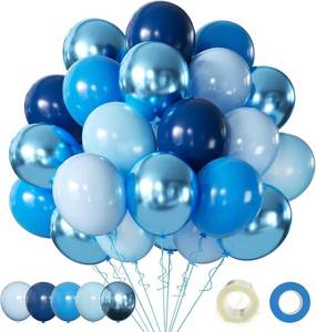lot 201713 image: Blue Balloons Metallic Blue Balloon, 12Inch Chrome Blue Balloons Kit Macaron Light Pearl Navy Blue Latex Balloons for Birthday Wedding Party Decoration