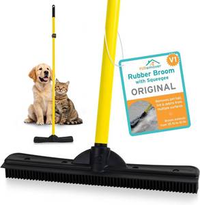 lot 201720 image: FURemover Pet Hair Removal Rubber Broom, 61 Telescopic Handle