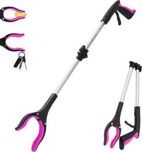 lot 301672 image: 32 inch GrabRunner Heavy Duty(up to 10 lbs) Reacher Grabber Tool with Strong Magnetic (New Pink) 1 Pack