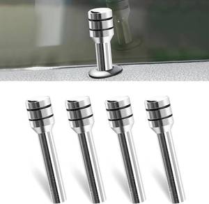 lot 301685 image: Pack-4 Universal Door Lock Knobs, 1.93 x 0.47 Personalized Inner Door Lock Pull Pins, Decor for Cars, Trucks, SUVs (Silver)
