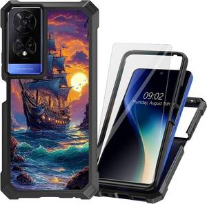 lot 301694 image: for TCL 50 XE 5G Phone Case for TCL 50 XE Nxtpaper with Tempered Glass Screen Protector Heavy Duty Dual Layer Hybrid TPU Bumper Pirate Ship Shockproof Protective Cover for TCL 50XE 5G 2024