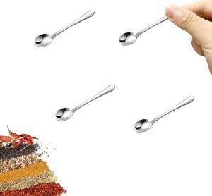 lot 301702 image: 4 PCS Tiny Stainless Steel Spoons for Spices Jars, Mini Size 2.87, Cute Small Stainless Steel Condiment Spoons for Spices, Salt, Sugar, Pepper, Honey (4 PCS, 2.87, Silver)