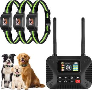 lot 301730 image: Wireless Dog Fence for 3 Dogs, KJEFYPETZN Remote Dog Training Collars System, Waterproof Rechargeable Electric Pet Containment with Remote, No GPS Needed, Portable for Yard Camping