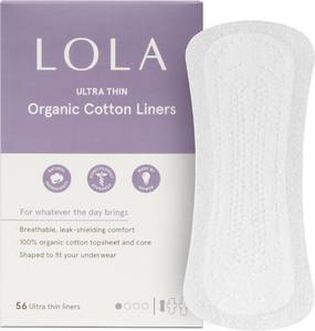 lot 301741 image: LOLA Ultra-Thin Cotton Panty Liners for Women, Pack of 56, 6.5 in
