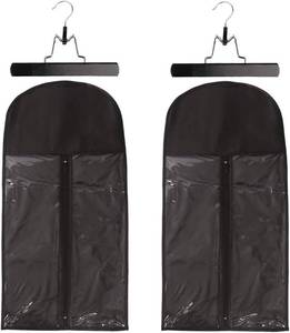 lot 401630 image: 2 Pack Hair Extension Storage Bag Hair Extension Hanger Strong Holder Dust-proof Portable Suit with Transparent Zip Up Closure- Lightweight, Waterproof and Portable (Black)
