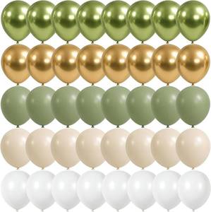 lot 401635 image: Sage Green Gold Balloons, 12 Inch 60 Pcs Metallic Green Gold Balloons