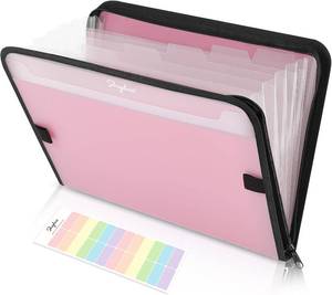 lot 401640 image: SKYDUE Accordion File Organizer, 7 Pocket Expanding File Folder with Front Pocket, Letter Size, Important Document Organizer with Double Zipper,Travel Folder, School Office Supplies