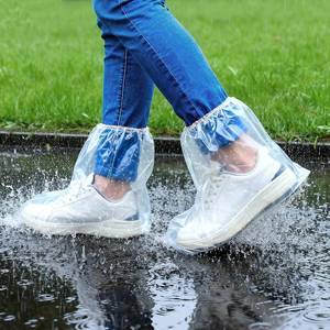 lot 401643 image: 20 Pcs Waterproof Shoe Covers for Rain, Shoe punchos for Women & Men, Thickened PE material, Non-slip, Disposable, Slip-On, Outdoor Overshoes for Wet Weather, Commuting, Dog Walking (Clear)