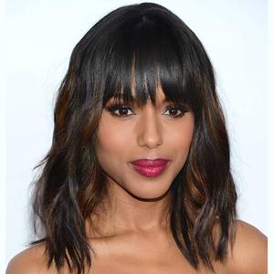 lot 401645 image: AISI HAIR Bob Curly Wig with Bangs Short Wavy Wigs for Women
