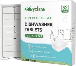 lot 401651 image: 100% Plastic-Free Dishwasher Tablets, Free & Clear, 32 Count