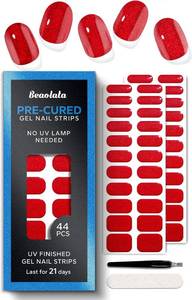 lot 401660 image: Real Gel Nail Strips (No UV Light Needed) - 44Pcs Salon Quality Nail Stickers - Long Lasting Polish Wraps for Women, Easy Apply & Remove (Pigeon Blood Ruby)