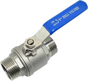 lot 401672 image: Stainless Steel 304 Full Port Ball Valve with Blue Vinyl Handle, NPT Male x Male Thread Shut Off Ball Valve,Heavy Duty for Water,Oil,and Gas (1)