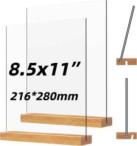 lot 401680 image: Acrylic Sign Holder with Wood Base 8.5x11 Inch Vertical and Slant Displays (2 Pack 8.511)