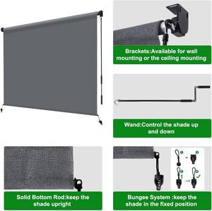 lot 401704 image: HENG FENG Outdoor Roller Shade 4 W x 6 H Dark Grey