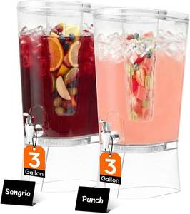 lot 111784 image: Lifewit 3 Gal Drink Dispenser with Fruit Infuser & Leak-Proof Spigot, 2 Pcs