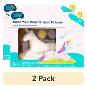 lot 111786 image: (2 pack) Hello Hobby Paint Your Own Ceramic Unicorn Kit, 6 Pieces, Boys and Girls, Child, Ages 6