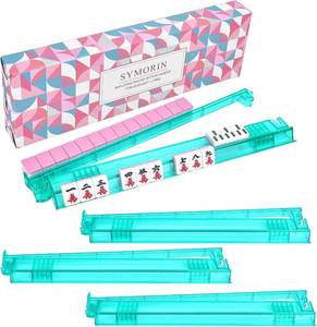 lot 111795 image: Premium Mahjong Racks with Pushers,4-Pack Non-Slip Acrylic Racks,Green