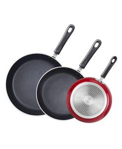 lot 111803 image: 8, 9.5, and 11-Inch Nonstick Kitchen Cooking Frying Saute Pan Saute Fry Pan Skillet Set, Marble Red, 3-Piece - Red - 3P