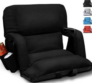 lot 111814 image: Wide Stadium Seats With Back Support, Exclusive Sofa Style Design Extra Thick Bleacher Chairs With Back and Cushion, 6 Reclining Positions - Ultimate Comfort for Sports Events (Black, 22.5)