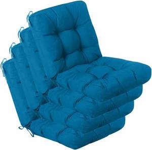 lot 111815 image: Retails for $160 Outdoor Chair Cushion for Patio Furniture, Waterproof Patio Cushions Set of 4 with Ties, Fade Resistant Replacement Pads for Outdoor Rocking Chairs,Peacock Blue
