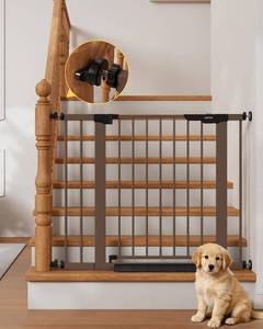 lot 111819 image: InnoTruth 27-36.6 in Wide Baby Gate for Stairs and Doorways, Brown