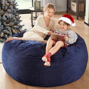lot 111820 image: Retails for $161 Codi Giant Bean Bag Chair with Filler Included, 5 FT - Comfy Large Beanbag Chairs for Adults, Memory Foam Added - Machine Washable and Soft Mink Bonded Cover - Blue, 5ft