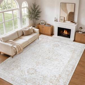 lot 111821 image: Area Rug 6x9 Living Room Rug Washable Beige Non-Slip Rugs
