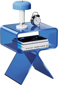 lot 111822 image: Retails for $129 Acrylic Nightstand Bedside Side Table, 39 x 30 x 45cm, Blue