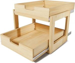 lot 211719 image: Retails for $116 Pull Out Cabinet Organizer, 20W 21D Sliding Drawers for Cabinets, 2 Tier Soft Close Slide Out Wooden Pull out Drawers, Base Cabinet Organization for Kitchen, Pantry