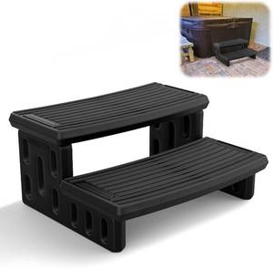 lot 211720 image: Hot Tub Steps, Non-Slip 2 Step Spa Stairs for Outdoor & Indoor, Black